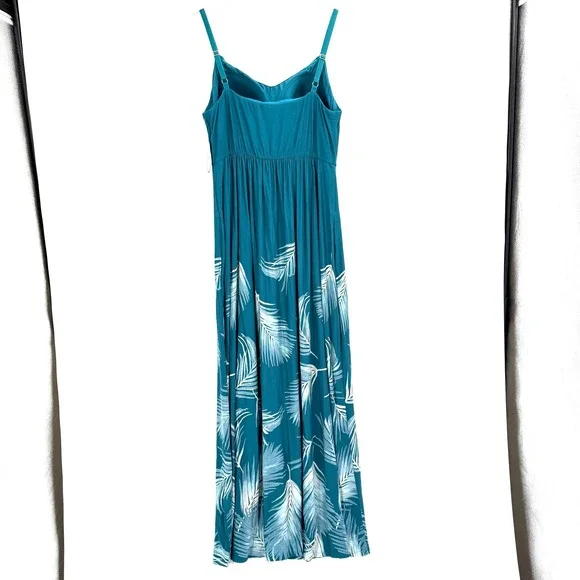 Soma Ultimate Maxi Bra Dress Size L Tropic Palm Ocean Depths Teal Blue - Picture 5 of 11